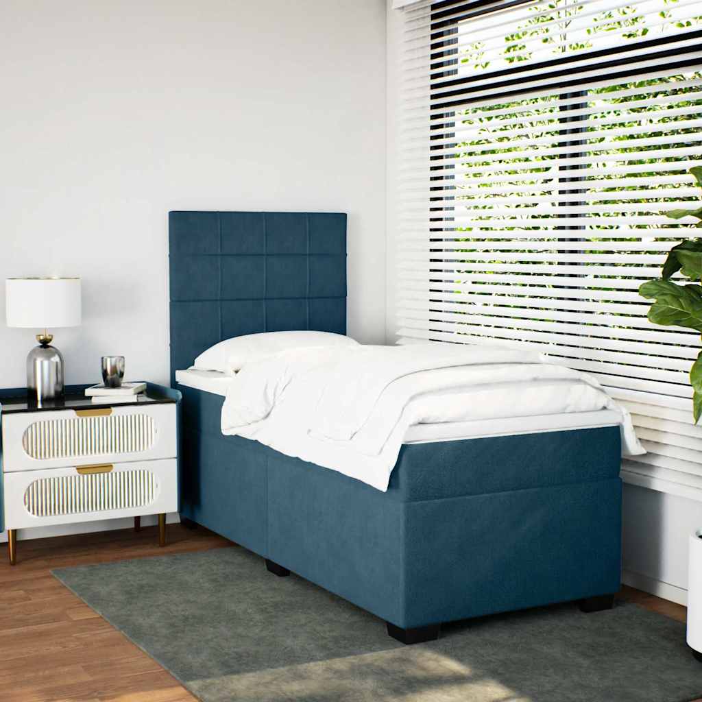 Box spring krevet s madracem plavi 100x200 cm baršunasti