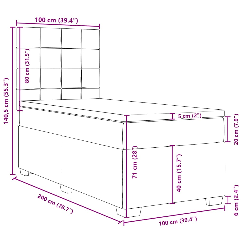 Box spring krevet s madracem plavi 100x200 cm baršunasti