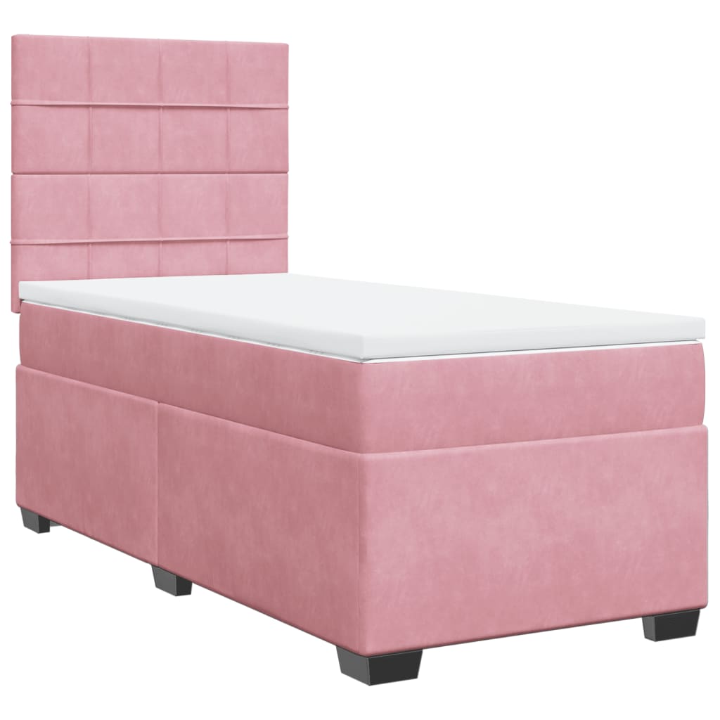 Box spring krevet s madracem ružičasti 100x200 cm baršunasti