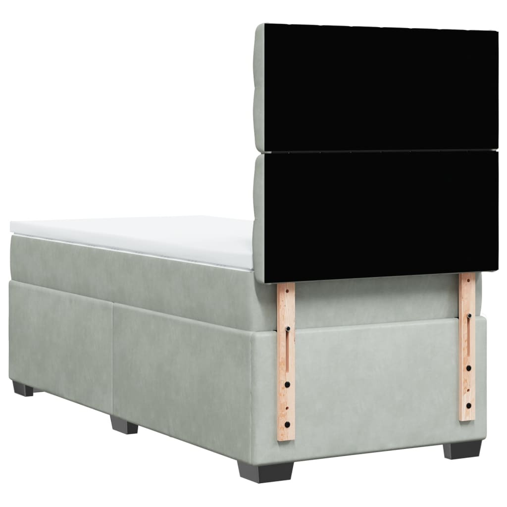 Box spring krevet s madracem svjetlosivi 100x200 cm baršunasti