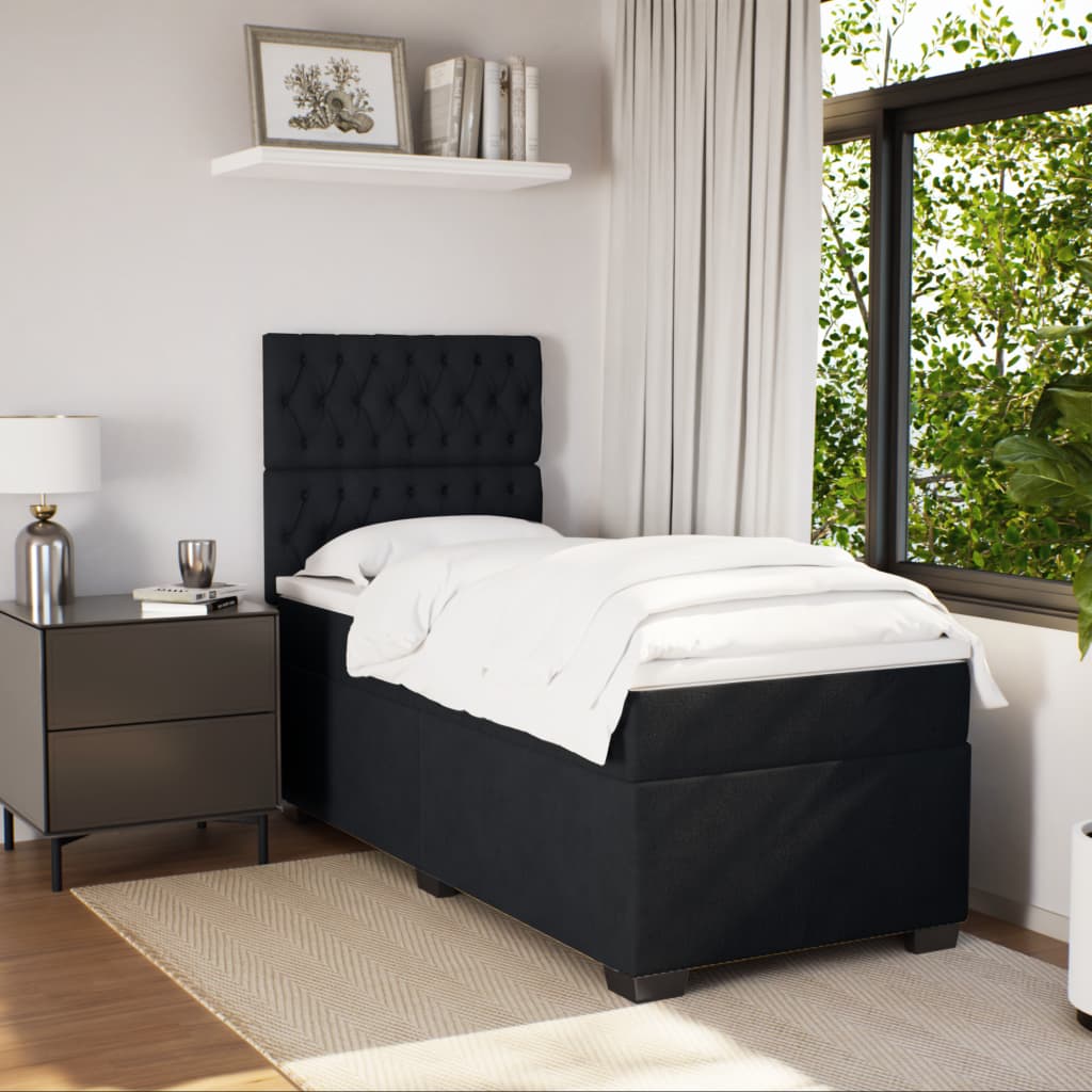 Box spring krevet s madracem crni 100x200 cm baršunasti