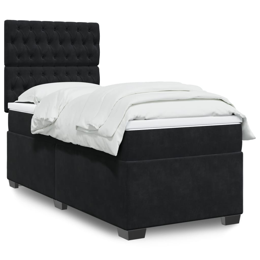 Box spring krevet s madracem crni 100x200 cm baršunasti