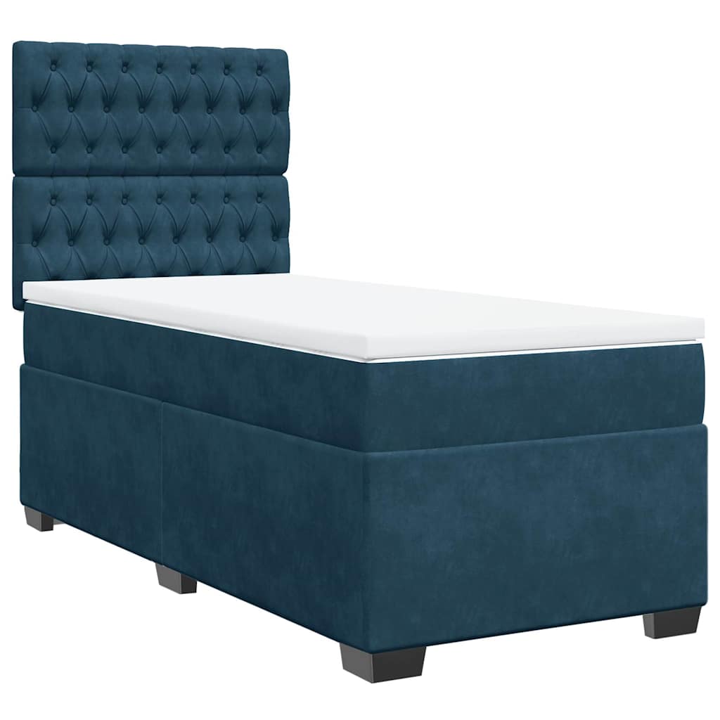 Box spring krevet s madracem plavi 100x200 cm baršunasti