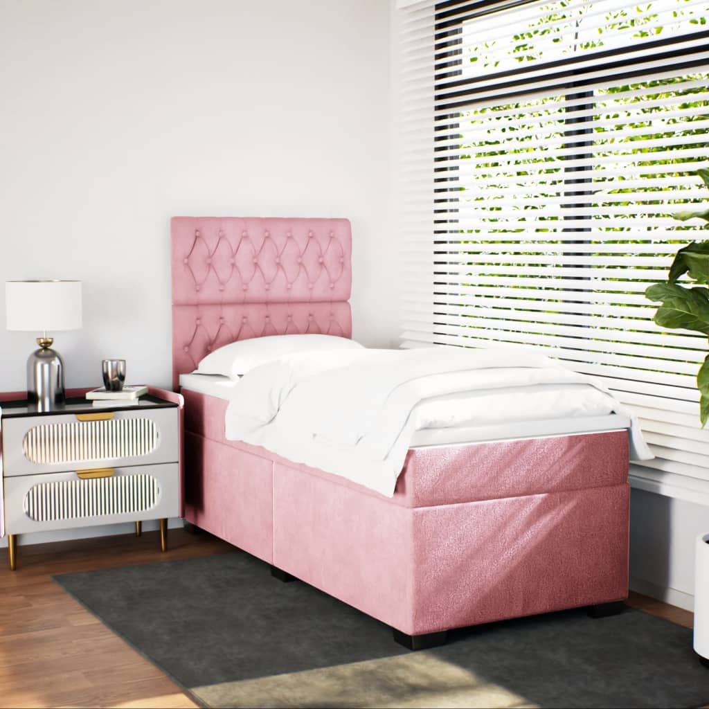 Box spring krevet s madracem ružičasti 100x200 cm baršunasti