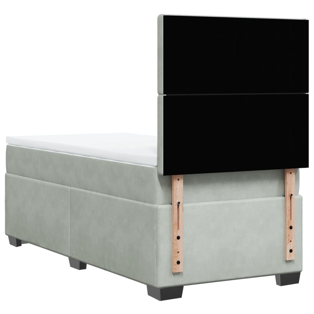 Box spring krevet s madracem svjetlosivi 100x200 cm baršunasti