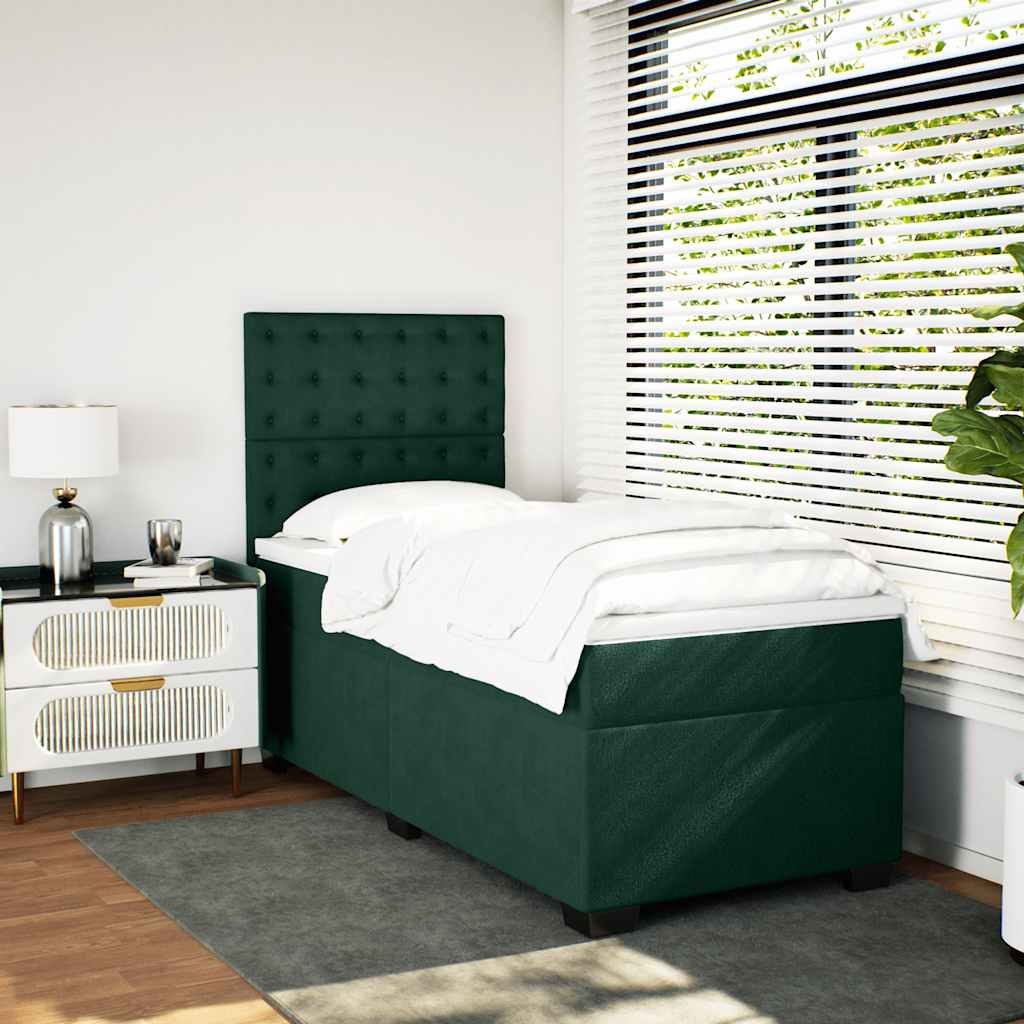 Box spring krevet s madracem tamnozeleni 100x200 cm baršunasti
