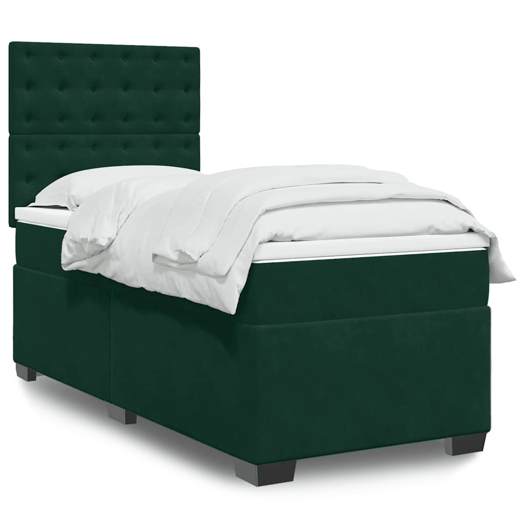 Box spring krevet s madracem tamnozeleni 100x200 cm baršunasti