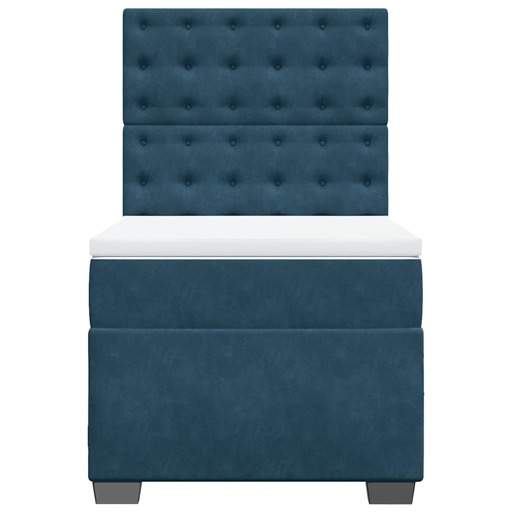 Box spring krevet s madracem plavi 100x200 cm baršunasti