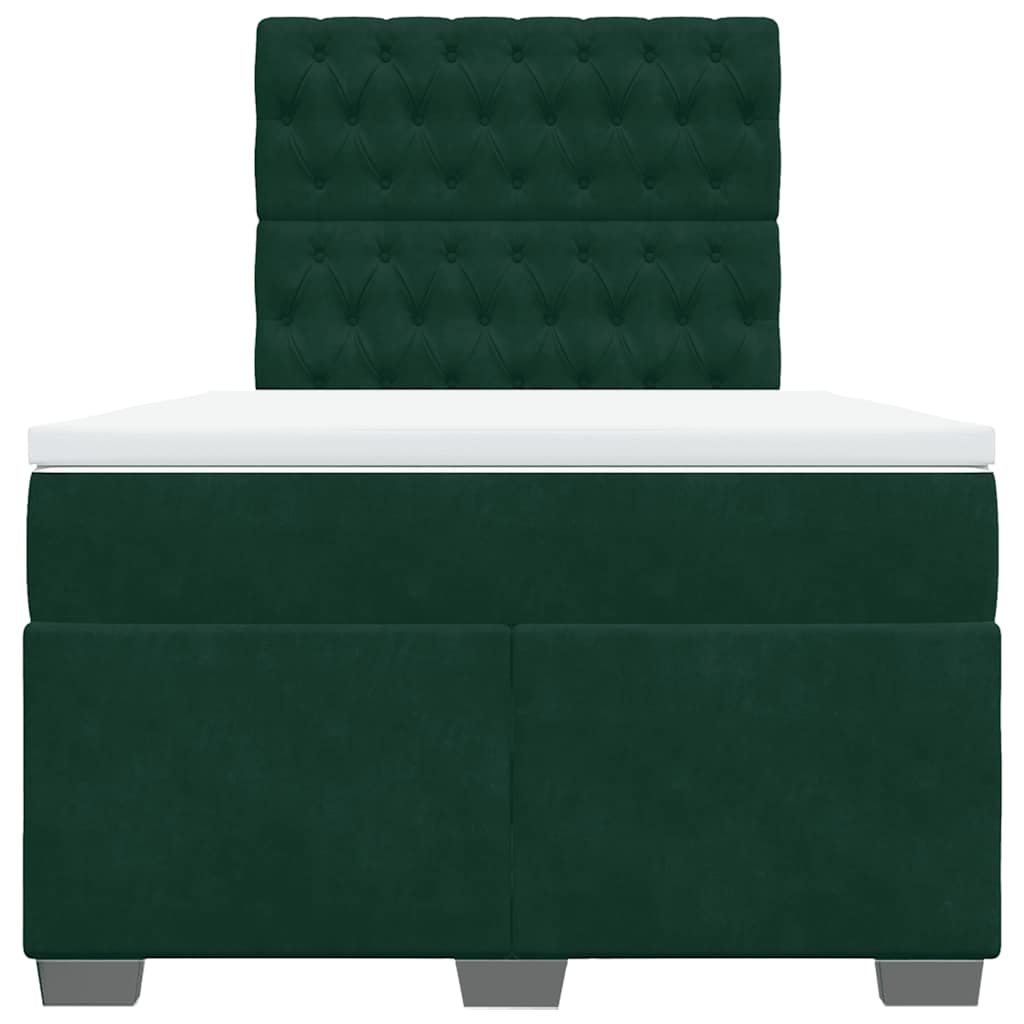 Krevet box spring s madracem tamnozeleni 120x190 cm baršunasti