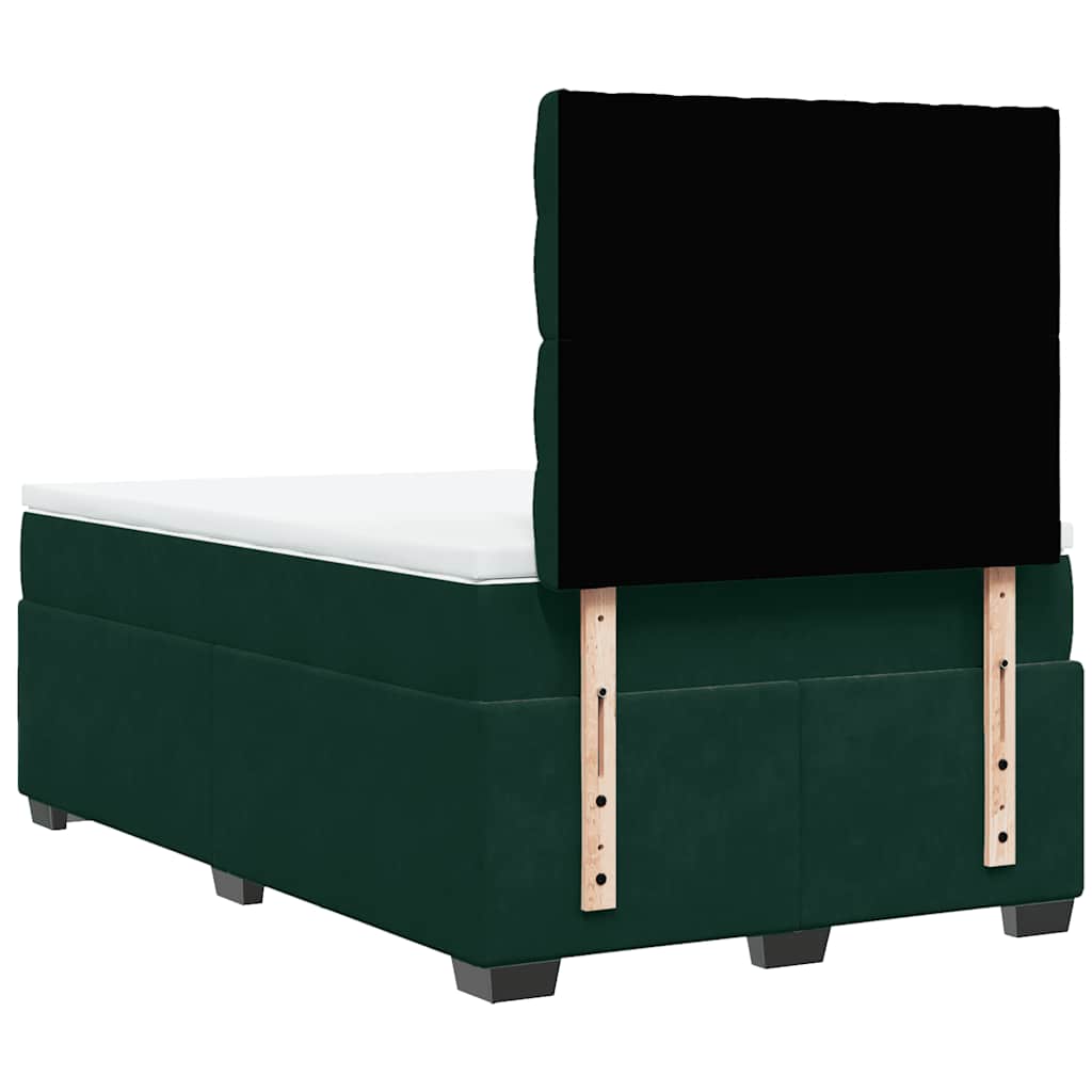 Krevet box spring s madracem tamnozeleni 120x190 cm baršunasti