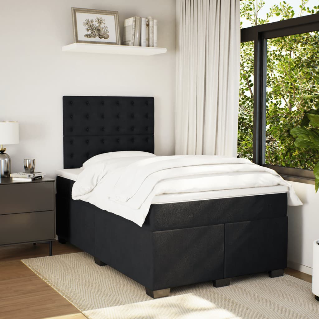 Krevet box spring s madracem crni 120 x 190 cm baršunasti