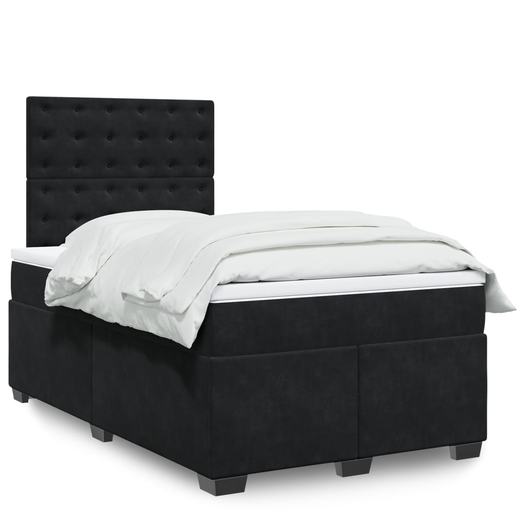 Krevet box spring s madracem crni 120 x 190 cm baršunasti