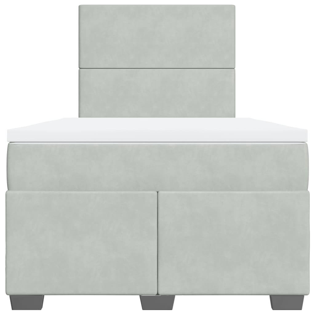 Box spring krevet s madracem svjetlosivi 120x200 cm baršunasti