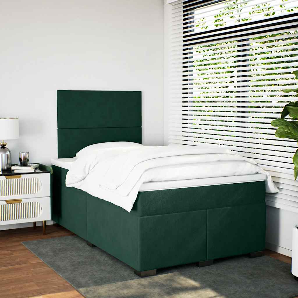 Box spring krevet s madracem tamnozeleni 120x200 cm baršunasti