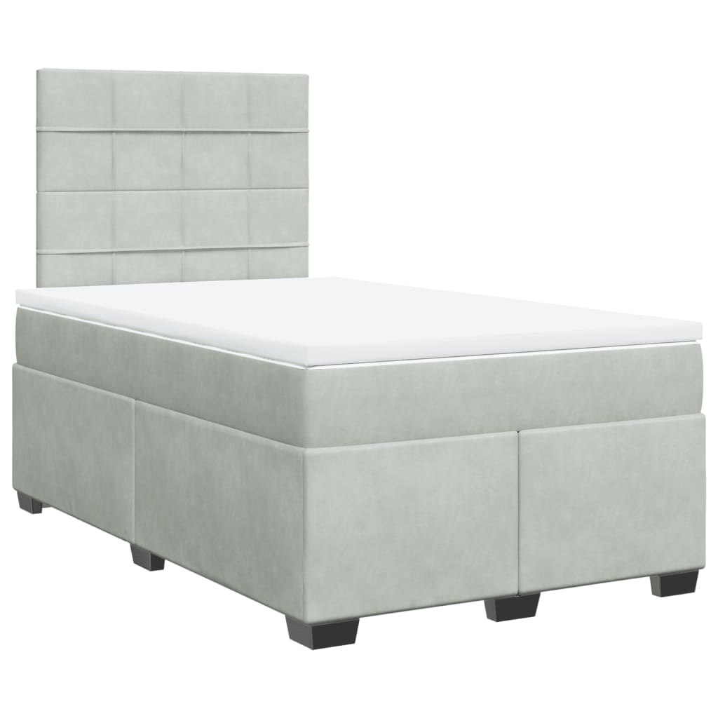 Box spring krevet s madracem svjetlosivi 120x200 cm baršunasti