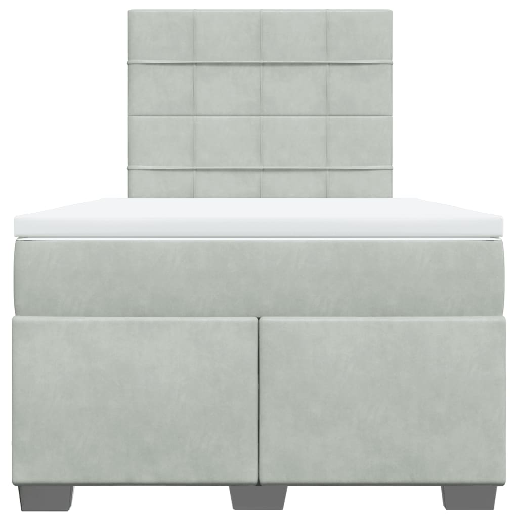 Box spring krevet s madracem svjetlosivi 120x200 cm baršunasti