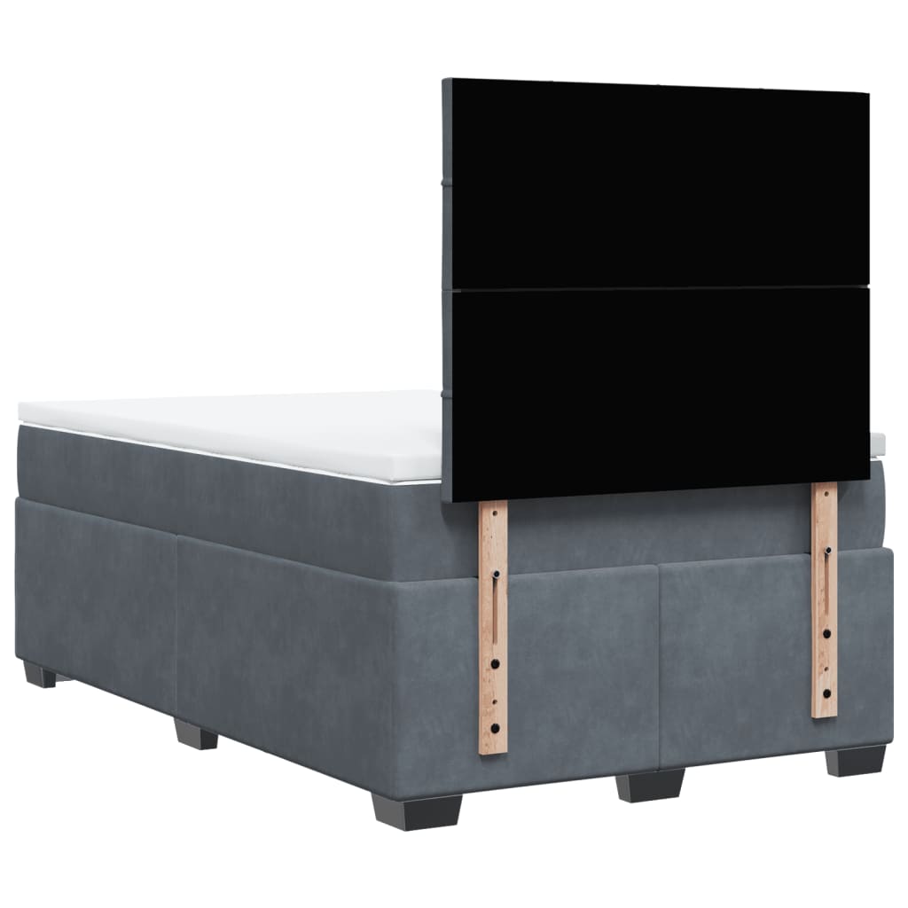 Box spring krevet s madracem tamnosivi 120 x 200 cm baršunasti