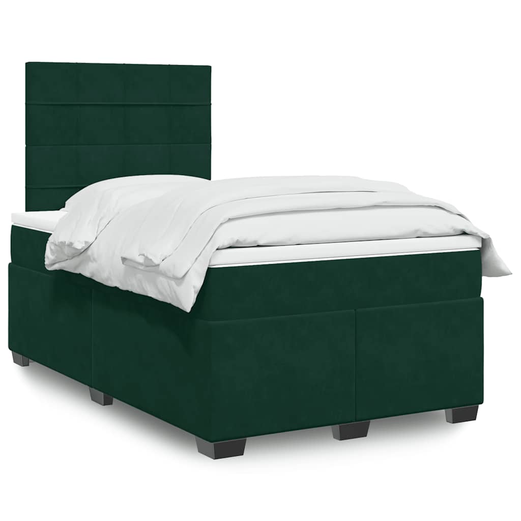 Box spring krevet s madracem tamnozeleni 120x200 cm baršunasti