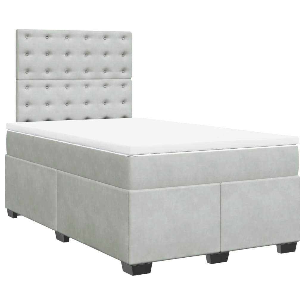 Box spring krevet s madracem svjetlosivi 120x200 cm baršunasti