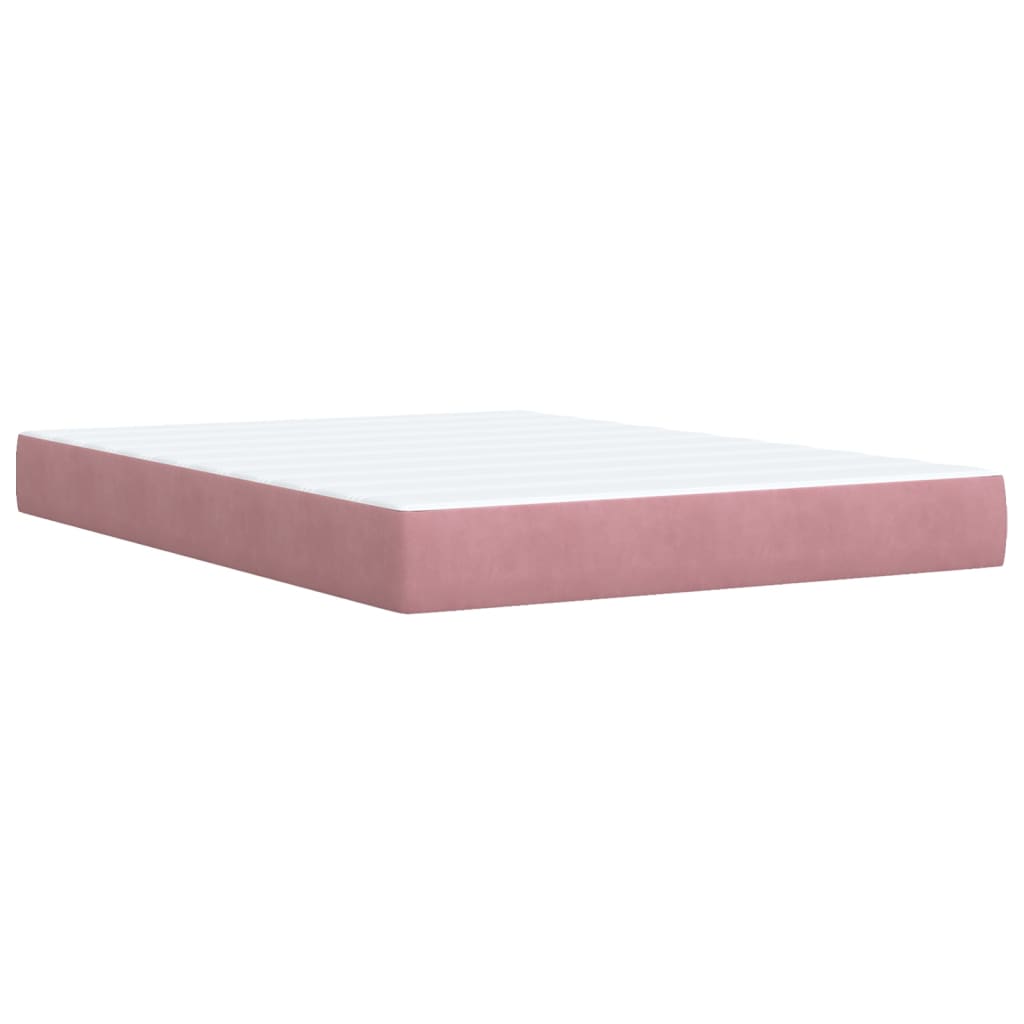 Krevet s oprugama i madracem ružičasti 140x190 cm baršunasti