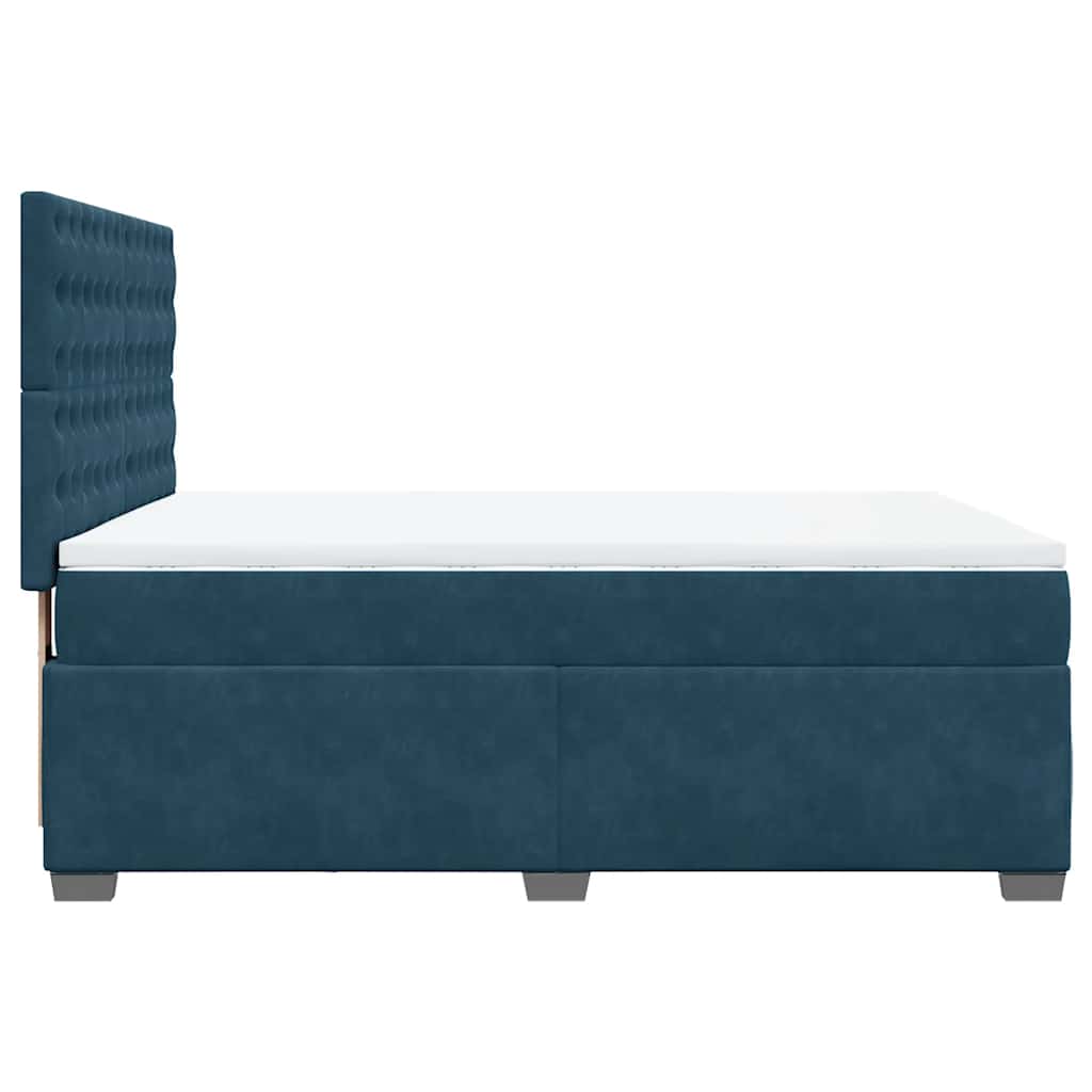 Krevet s oprugama i madracem plavi 140x200 cm baršunasti