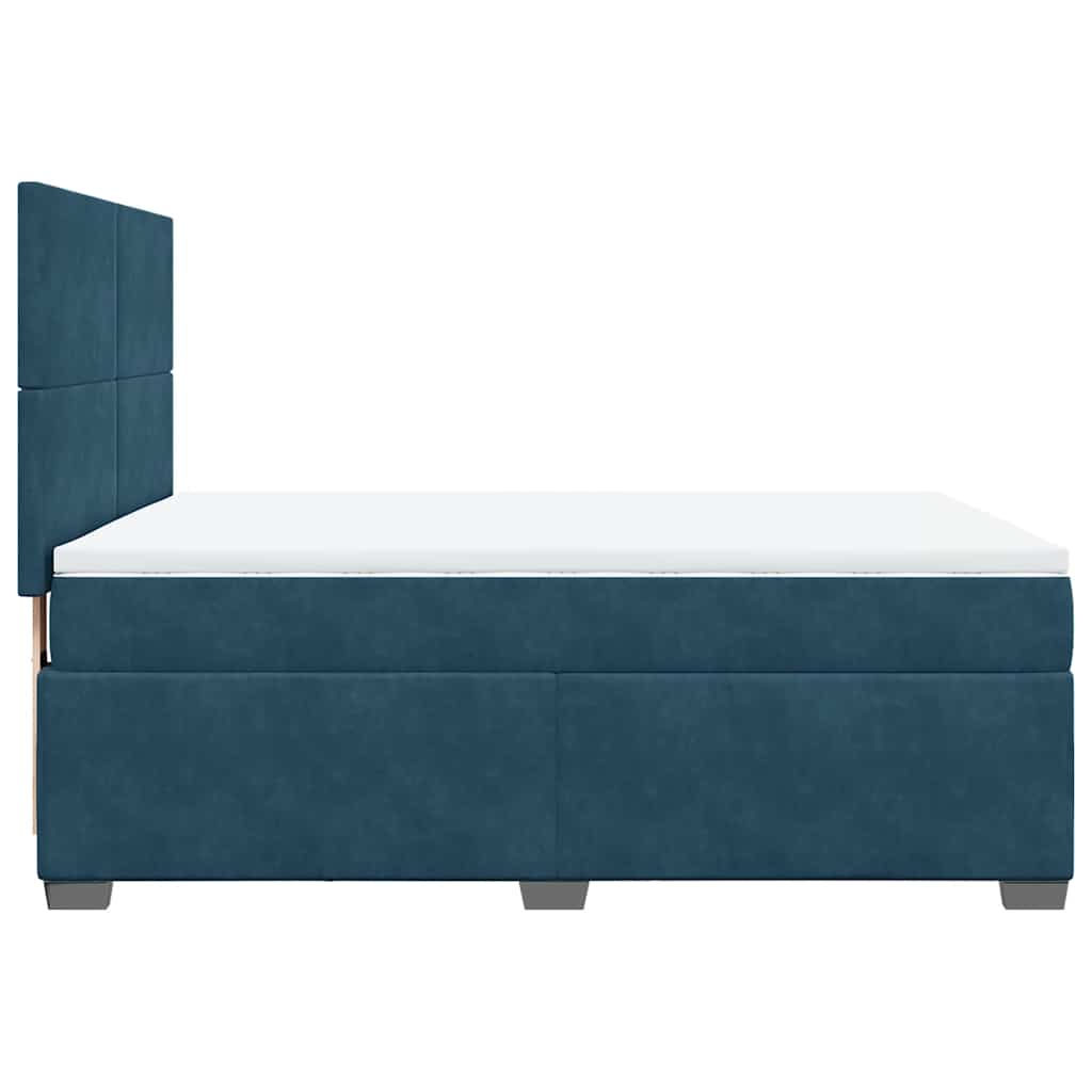 Krevet box spring s madracem plavi 160 x 200 cm baršunasti