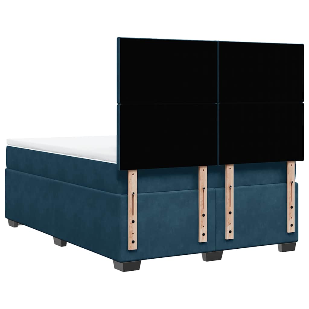 Krevet box spring s madracem plavi 160 x 200 cm baršunasti