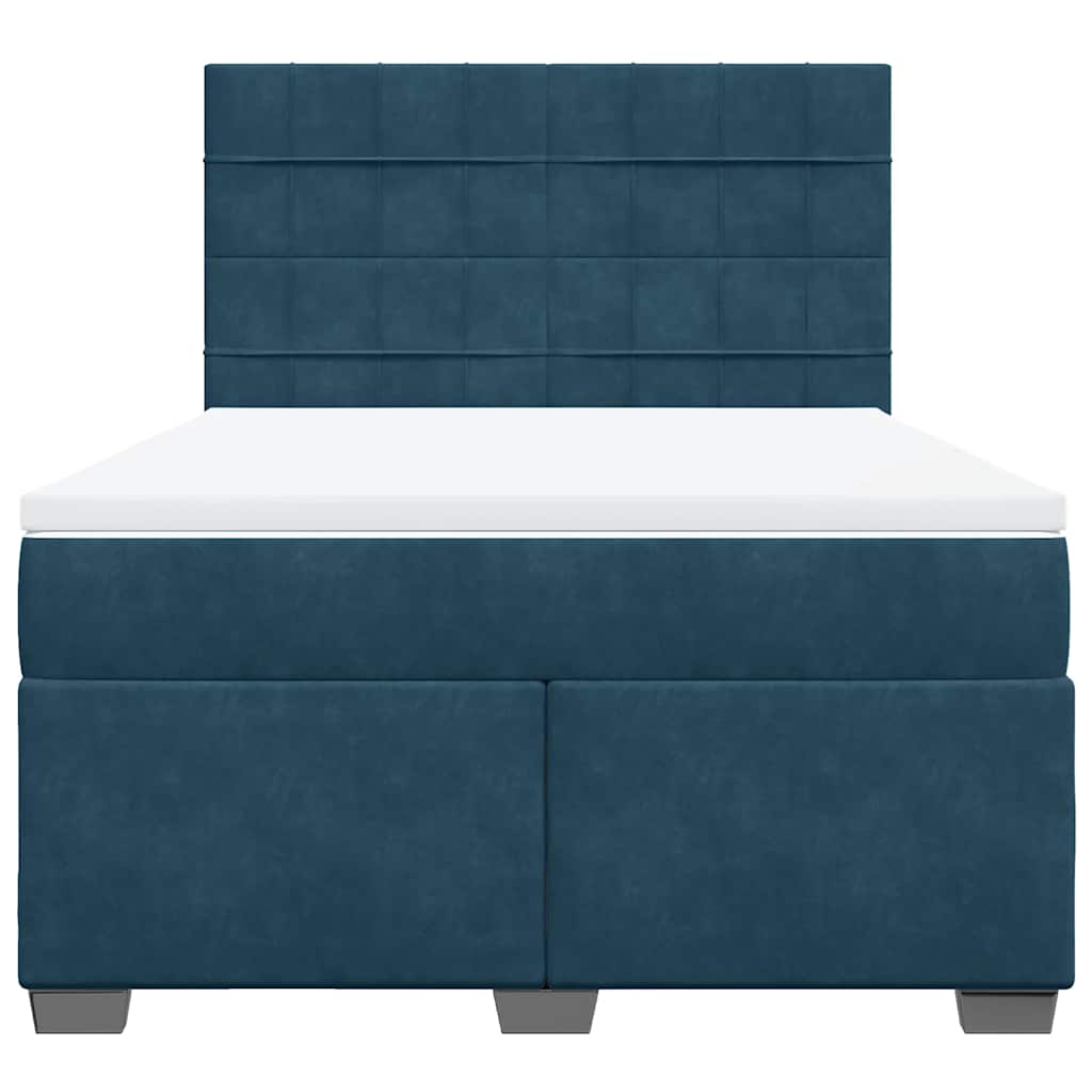 Krevet box spring s madracem plavi 160 x 200 cm baršunasti