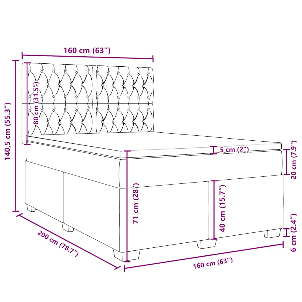 Krevet box spring s madracem plavi 160 x 200 cm baršunasti