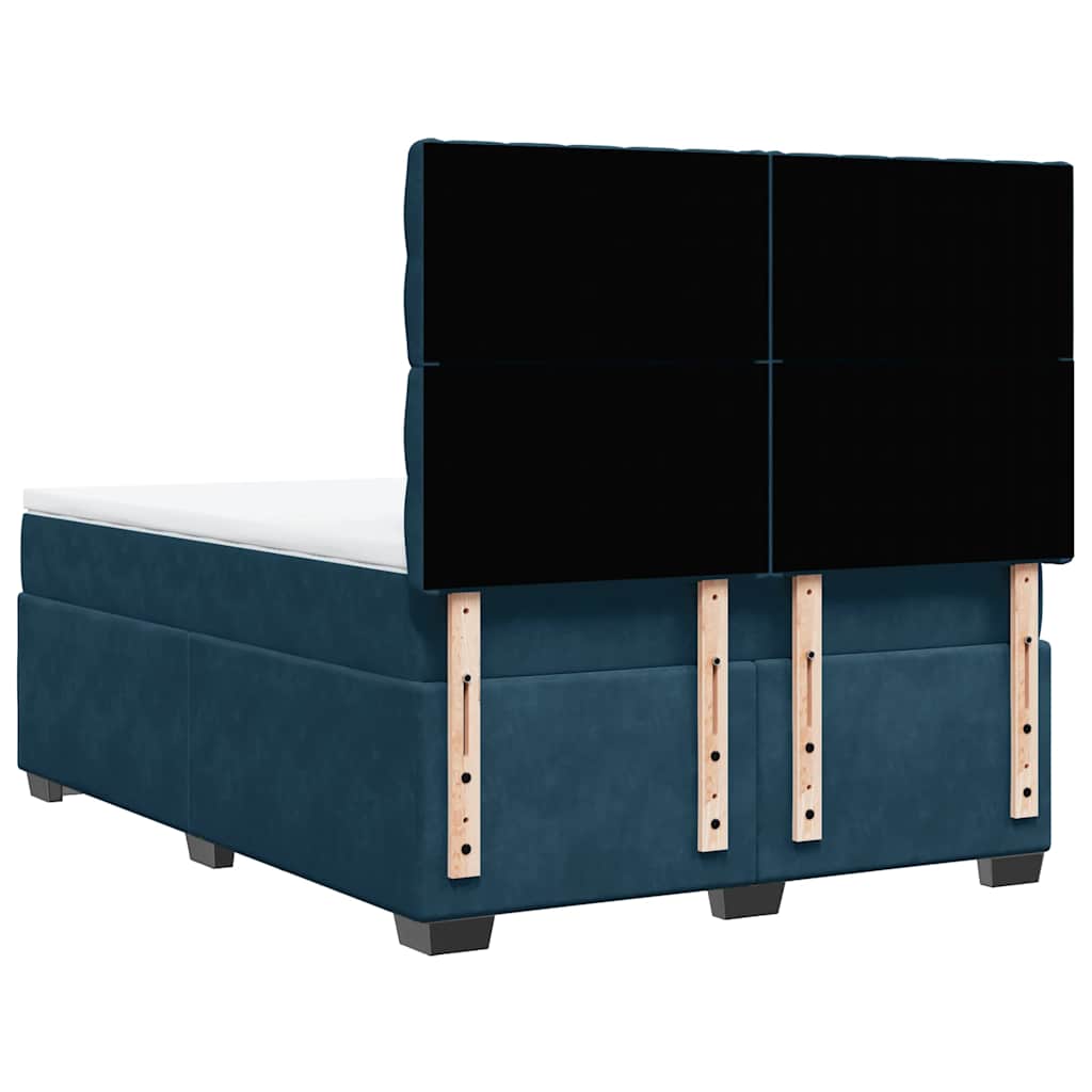 Krevet box spring s madracem plavi 160 x 200 cm baršunasti