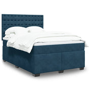 Krevet box spring s madracem plavi 160 x 200 cm baršunasti