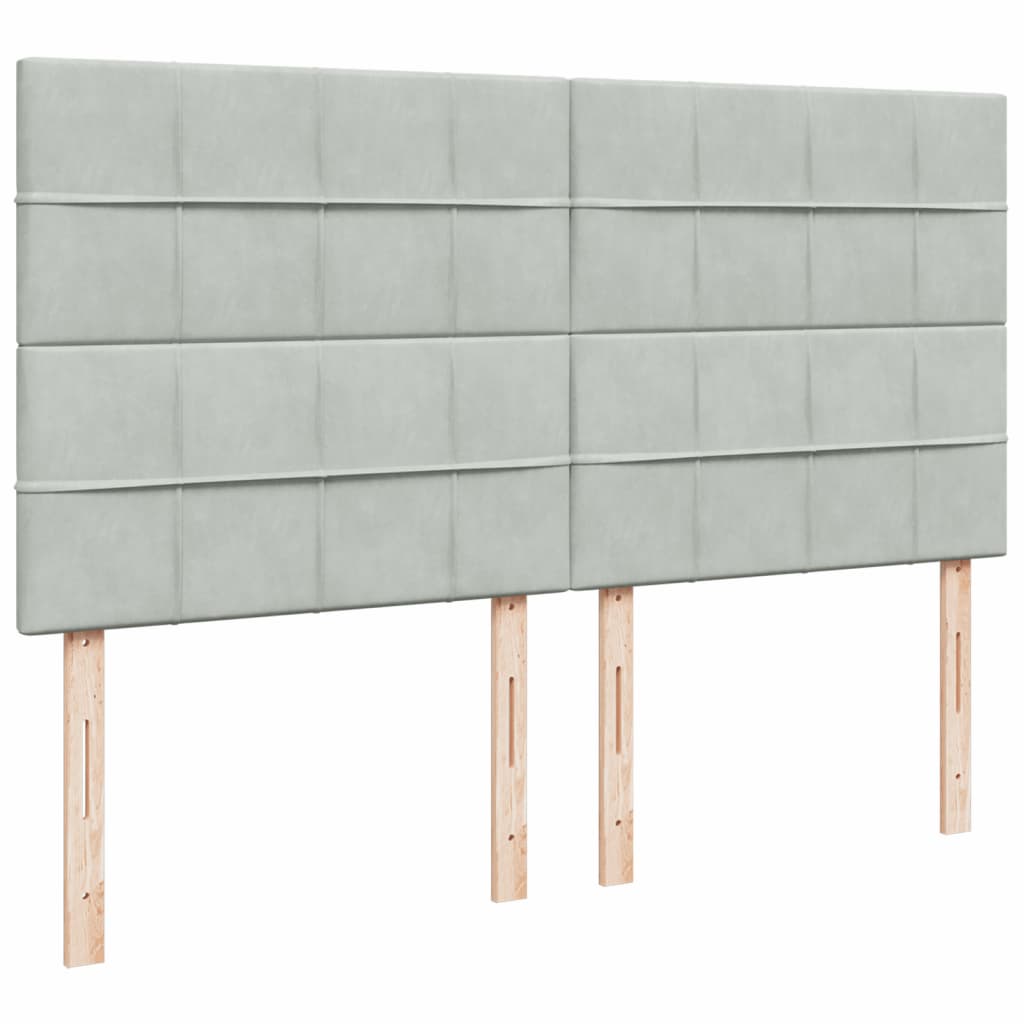 Krevet s oprugama i madracem svjetlosivi 200x200 cm baršunasti