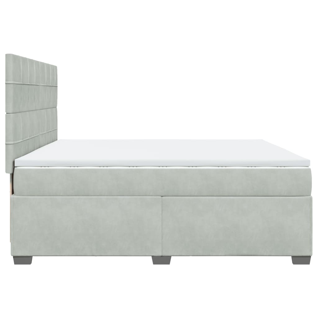 Krevet s oprugama i madracem svjetlosivi 200x200 cm baršunasti