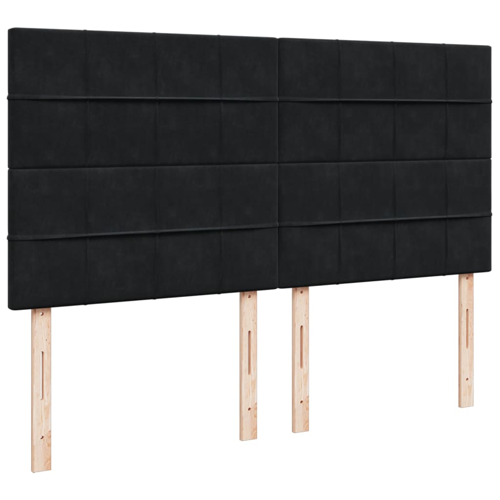 Krevet s oprugama i madracem crni 200x200 cm baršunasti