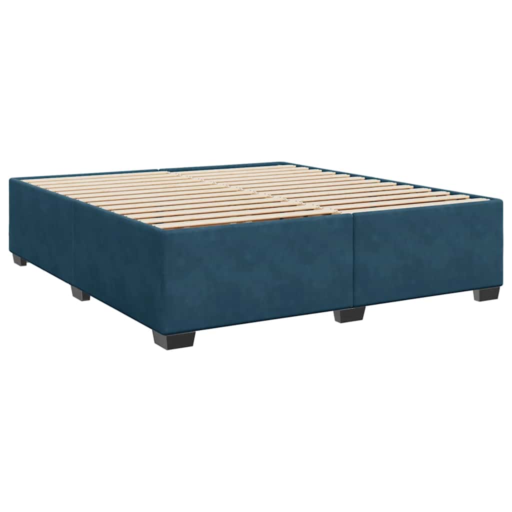 Krevet s oprugama i madracem plavi 200x200 cm baršunasti