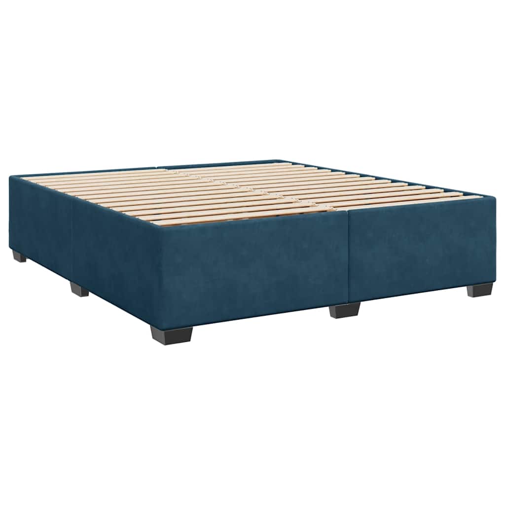 Krevet s oprugama i madracem plavi 200x200 cm baršunasti