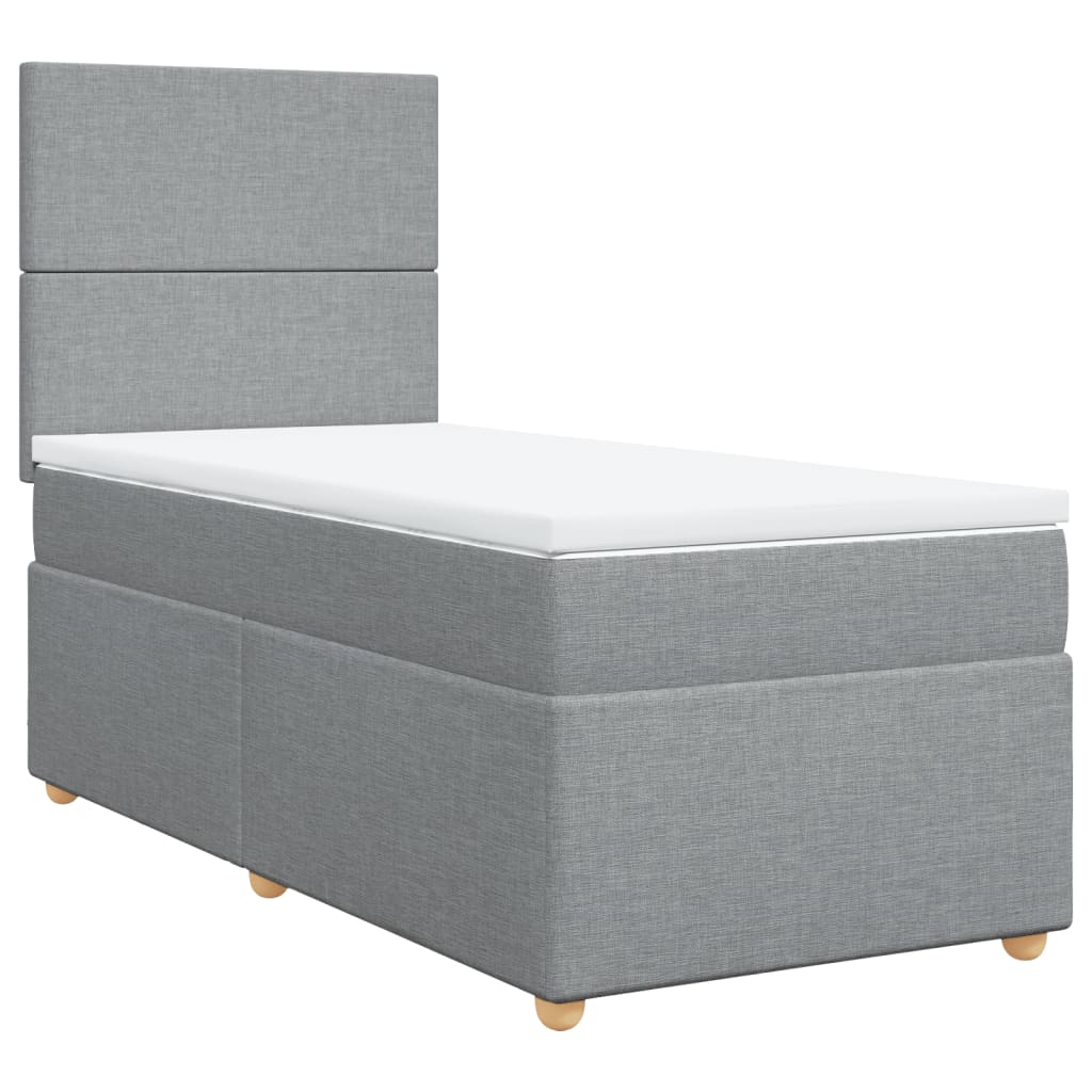 Box spring krevet s madracem svjetlosivi 90x190 cm od tkanine