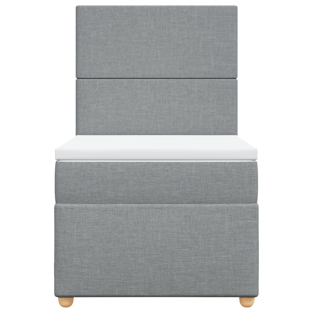 Box spring krevet s madracem svjetlosivi 90x190 cm od tkanine
