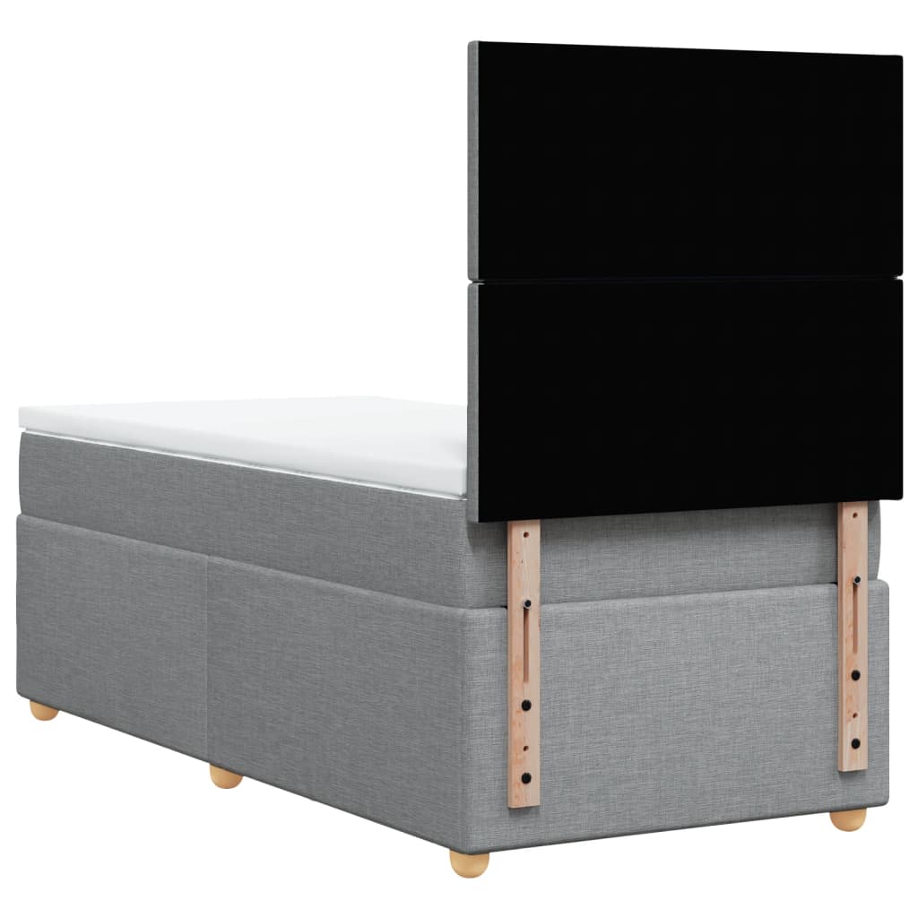 Box spring krevet s madracem svjetlosivi 90x190 cm od tkanine
