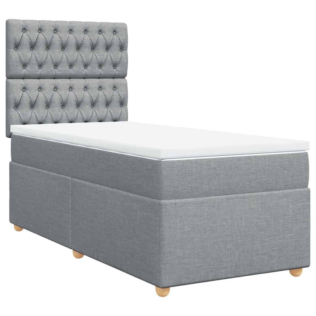 Box spring krevet s madracem svjetlosivi 90x190 cm od tkanine
