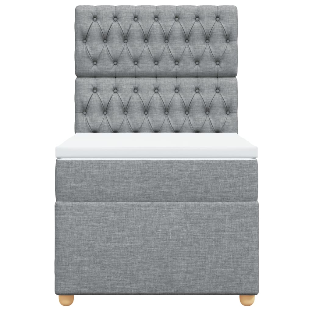 Box spring krevet s madracem svjetlosivi 90x190 cm od tkanine