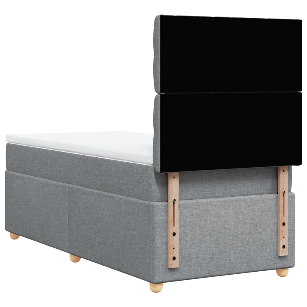 Box spring krevet s madracem svjetlosivi 90x190 cm od tkanine