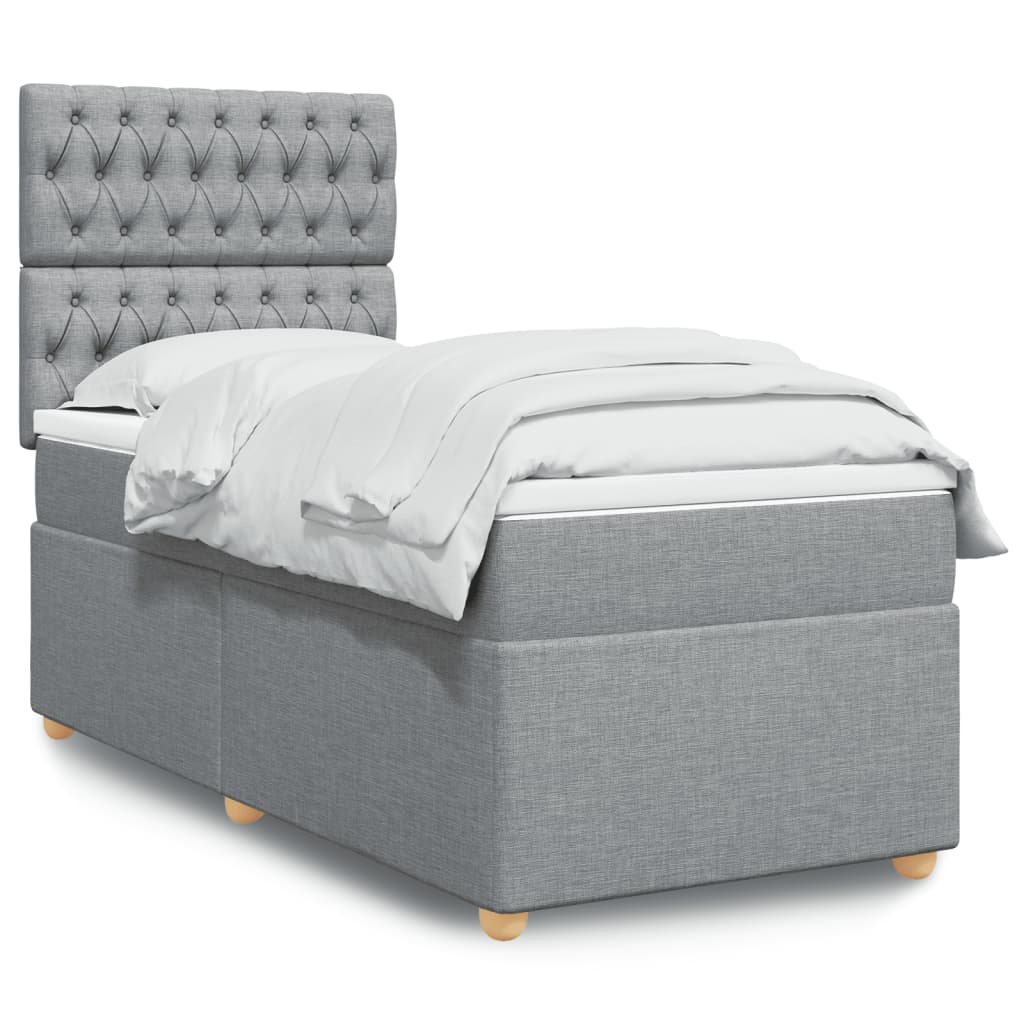 Box spring krevet s madracem svjetlosivi 90x190 cm od tkanine