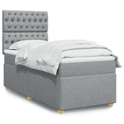 Box spring krevet s madracem svjetlosivi 90x190 cm od tkanine
