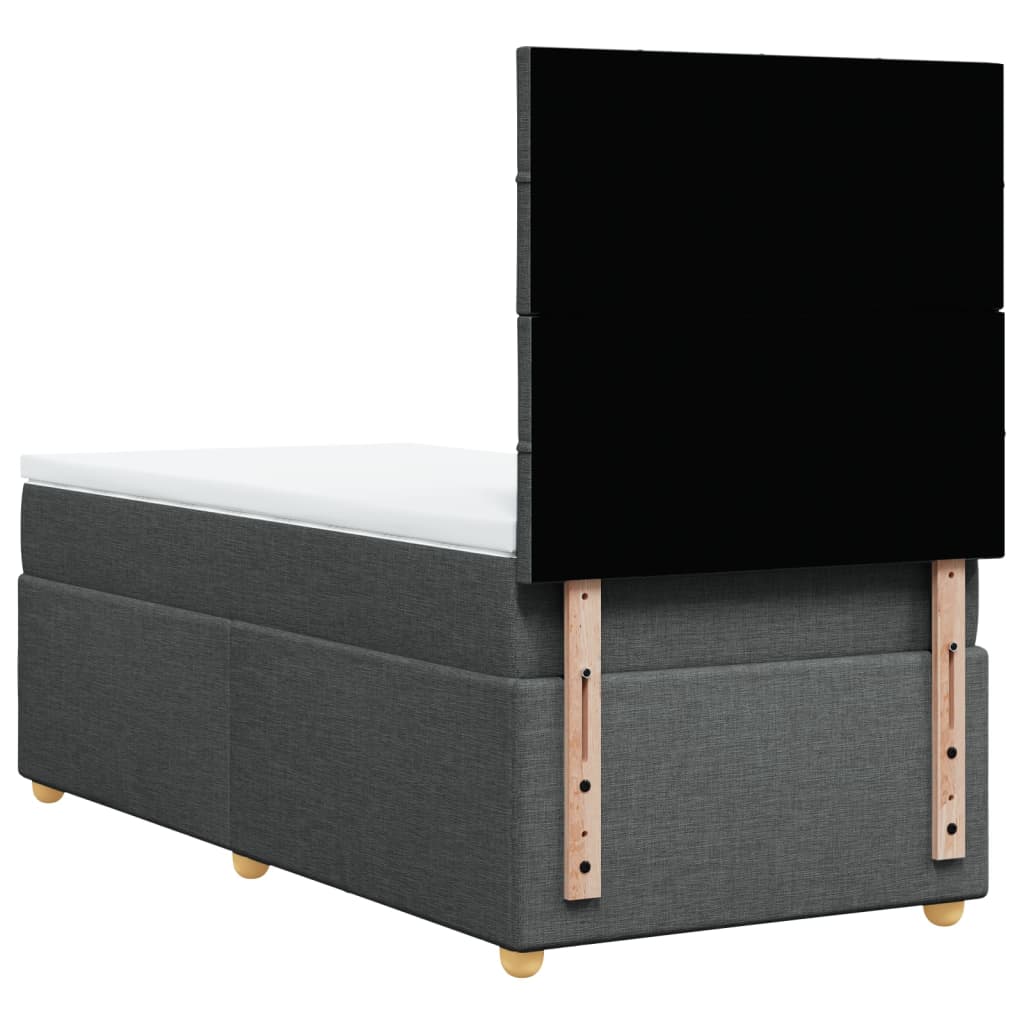 Krevet s oprugama i madracem tamnosivi 90x200 cm od tkanine