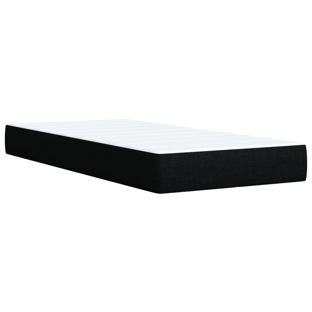 Krevet s oprugama i madracem crni 100 x 200 cm od tkanine