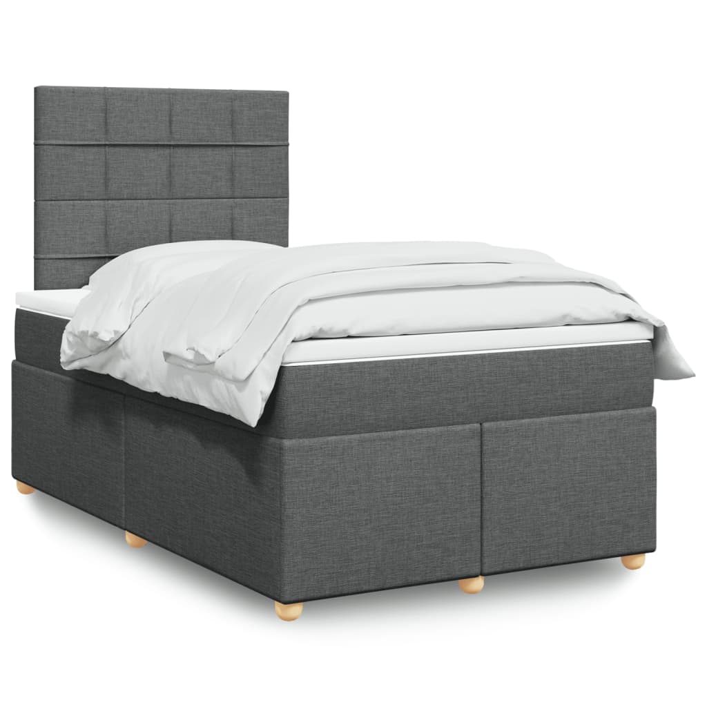 Krevet box spring s madracem tamnosivi 120 x 190 cm tkanina