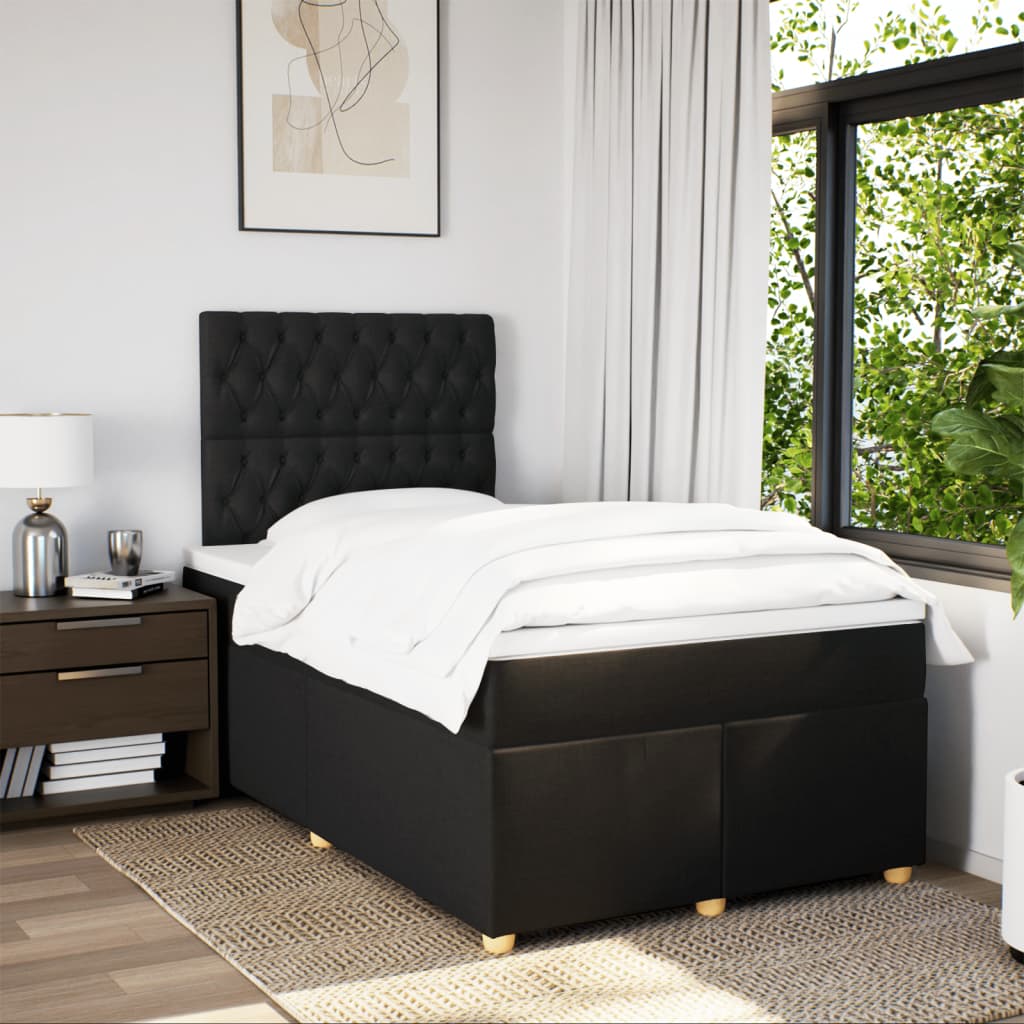 Krevet box spring s madracem crni 120 x 190 cm od tkanine