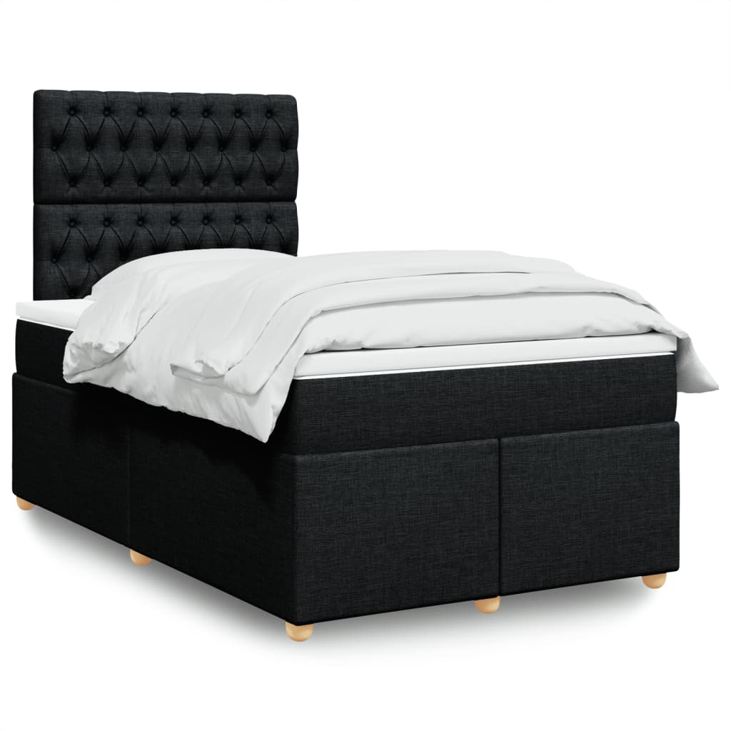 Krevet box spring s madracem crni 120 x 190 cm od tkanine