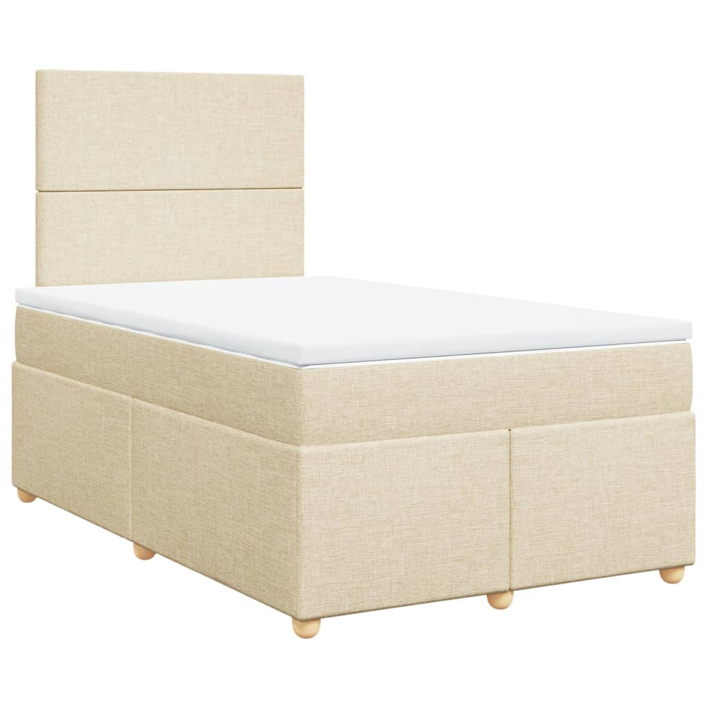 Krevet s oprugama i madracem krem 120 x 200 cm od tkanine